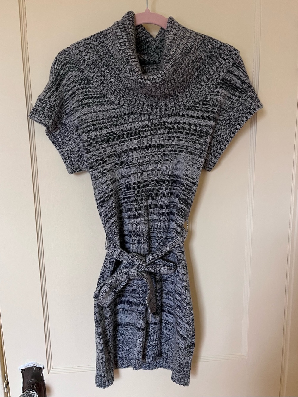 Knitted Cowl-neck Shirt Dress